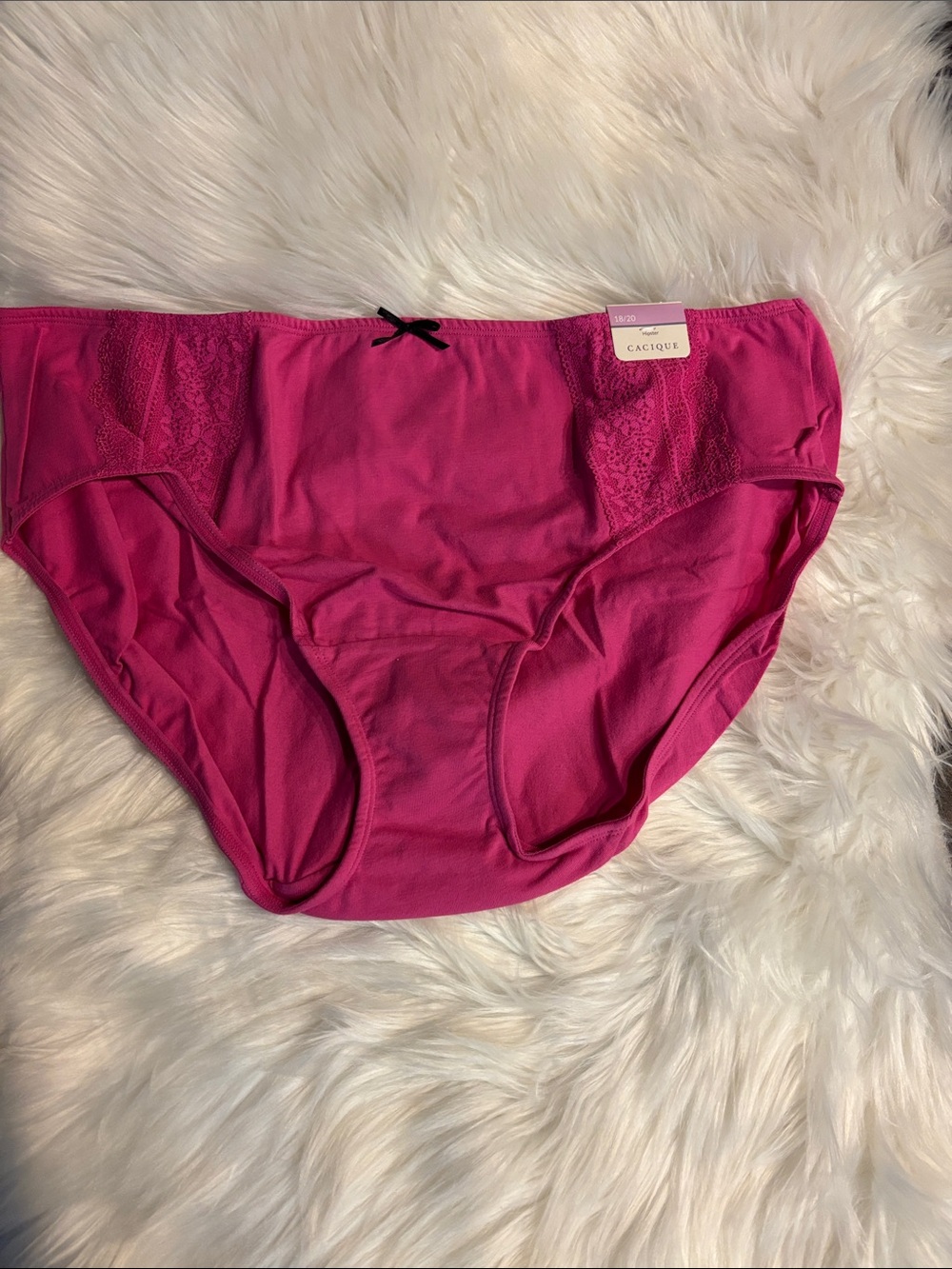 Cacique Hot Pink Lace-Trim Hipster Panty